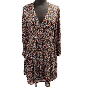 Frank & Oak Long Sleeve Floral Wrap Dress size XS